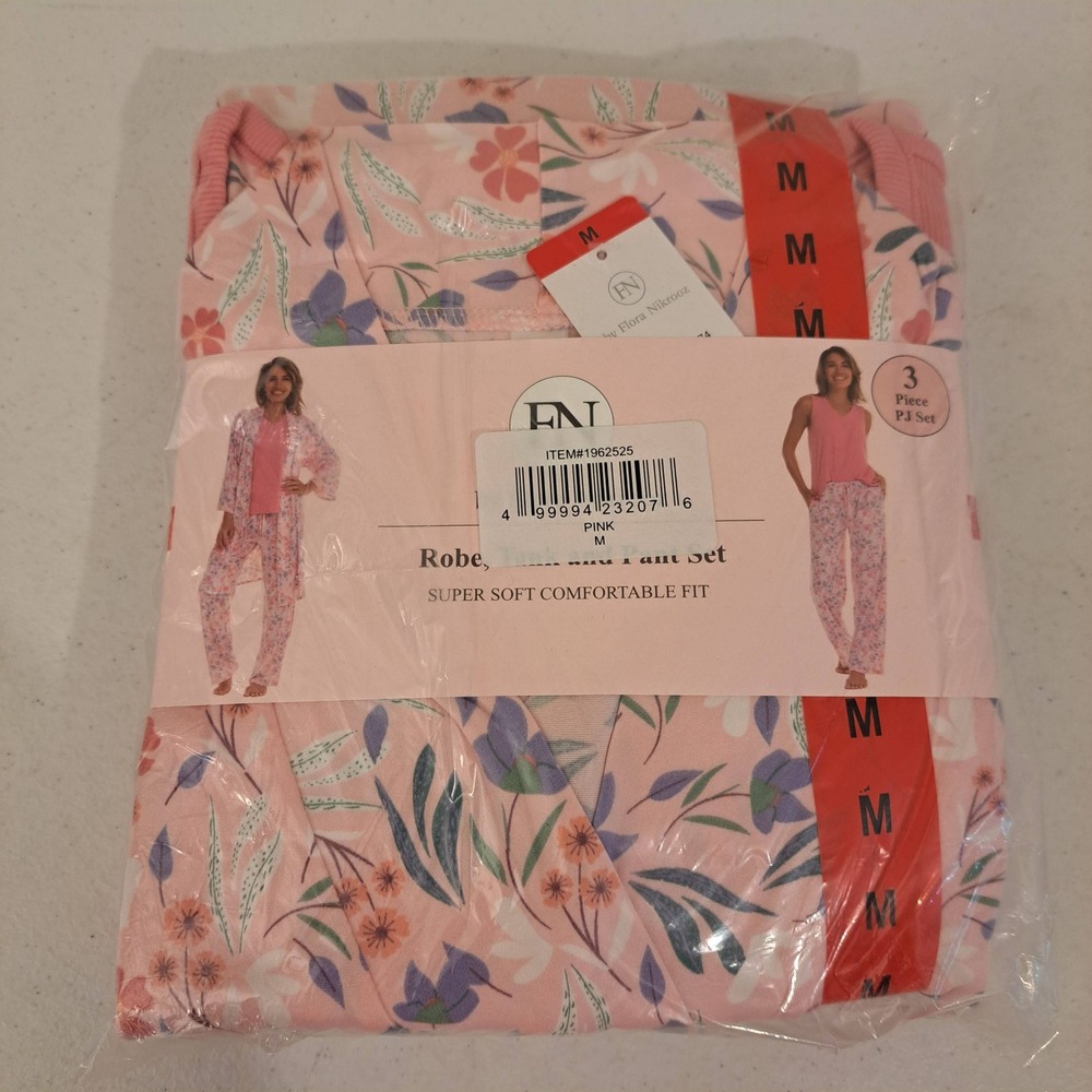 Flora Nikrooz Womens Pajama Set M Pink NWT Floral 3pc 1845-280